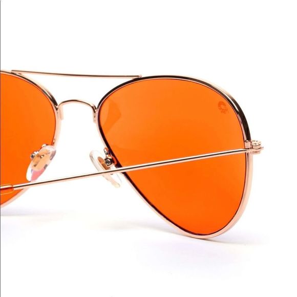 Aviator Orange Lens with Gold Framed Sunglasses - Picture 7 of 8